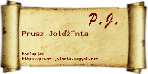 Prusz Jolánta névjegykártya